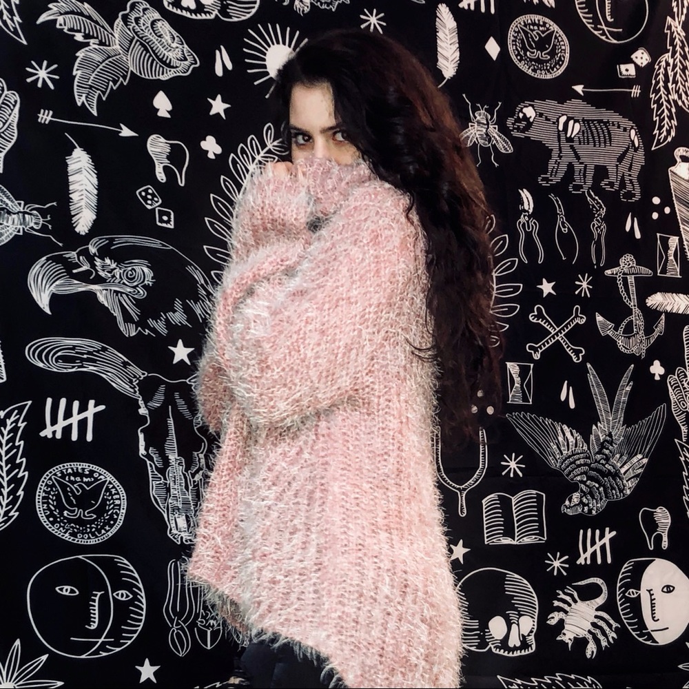 Pink fuzzy sweater